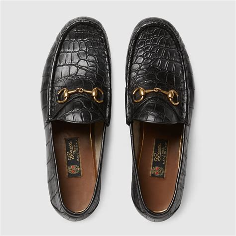 gucci alligator loafers mens|Gucci 1953 horsebit loafer.